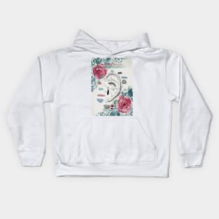 Ear Piercing Chart with Loose Watercolor Florals Kids Hoodie